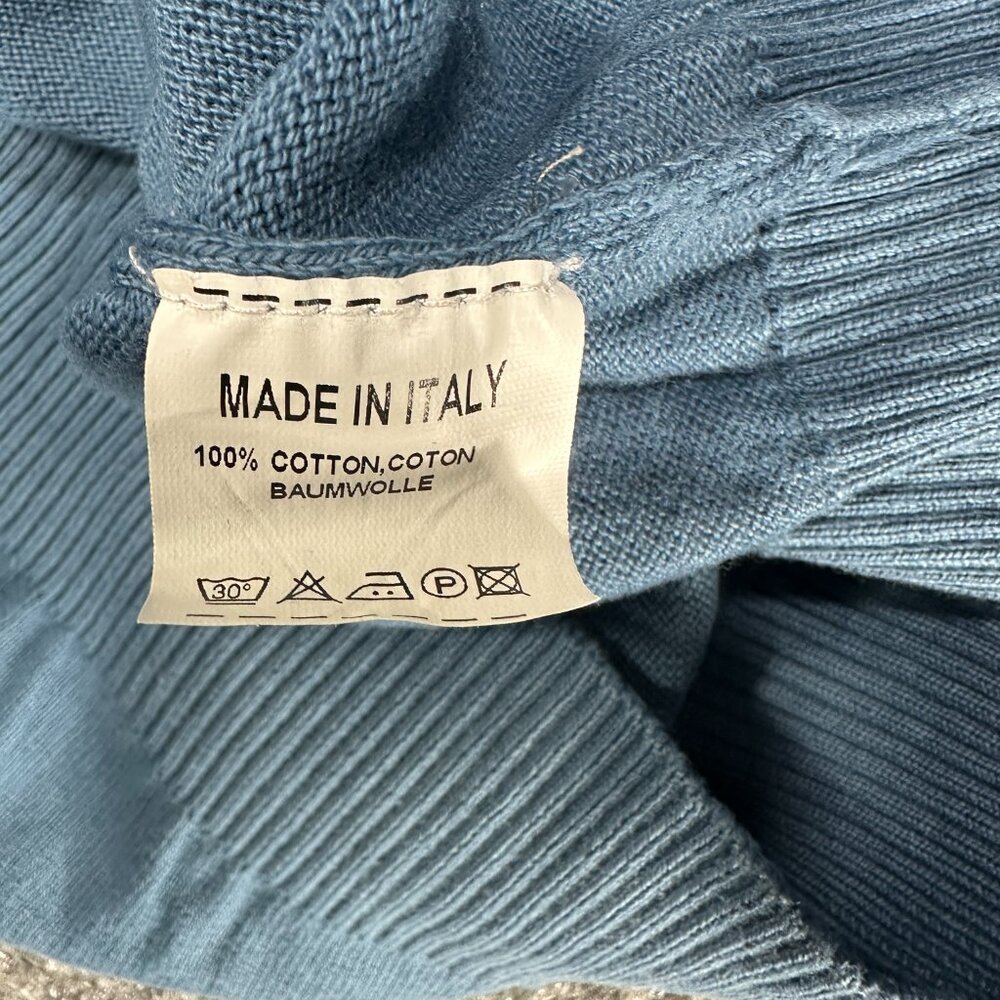 Cricket & Co Sweater Mens Medium Blue Cotton Italy Pullover Rib Hem Cuffs - Picture 5 of 7